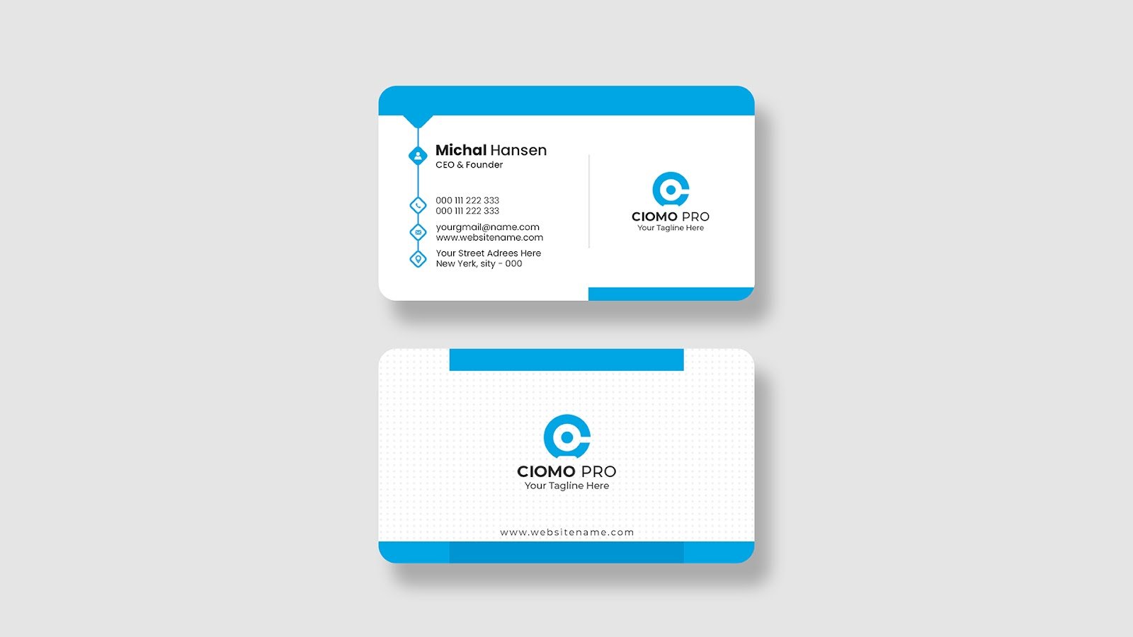 Clean blue business card template - PSD Free Download