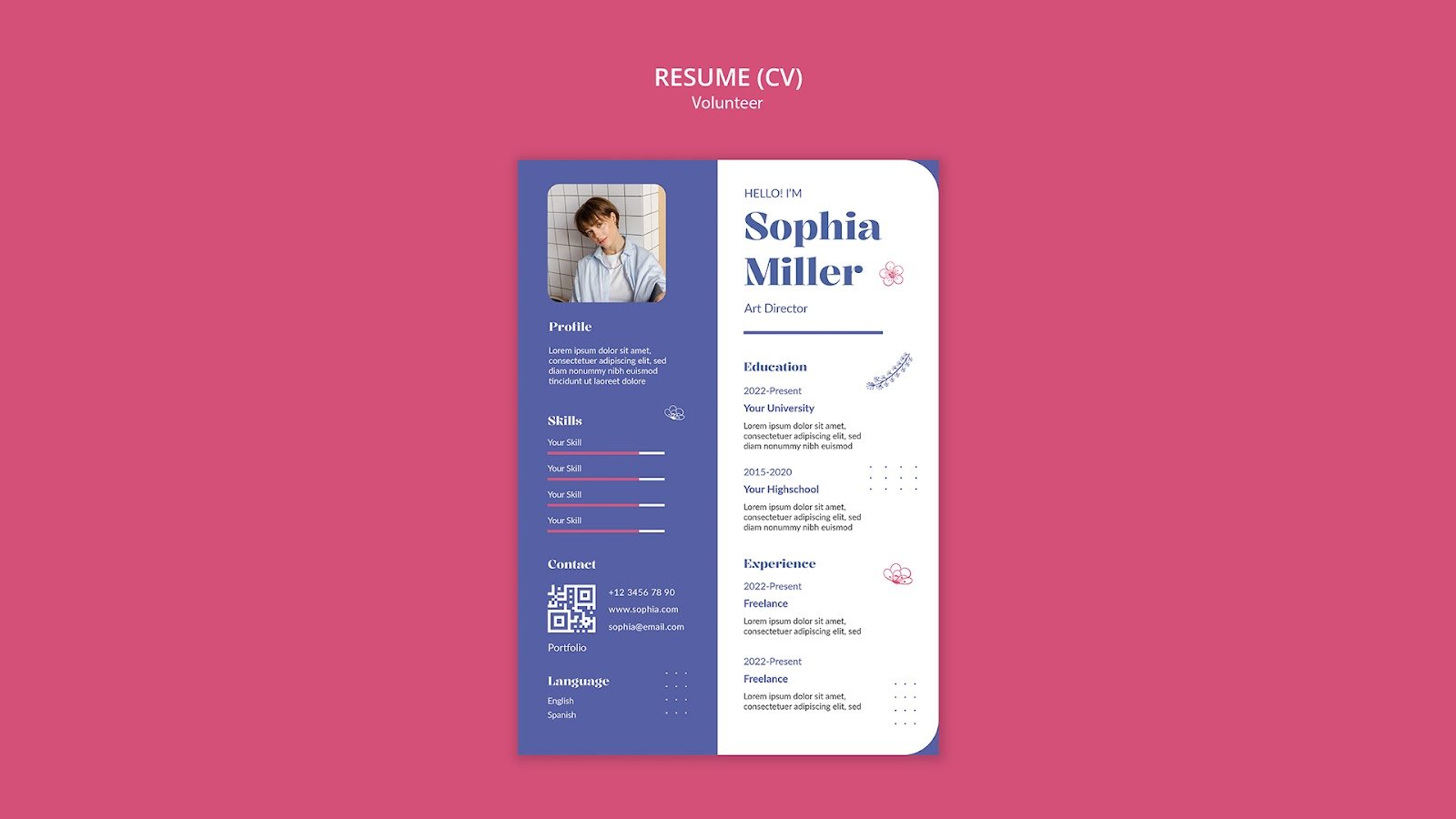 Volunteer CV template design - PSD Free Download