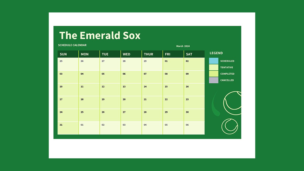 Team roster schedule and calendar - Excel Templates Free Download