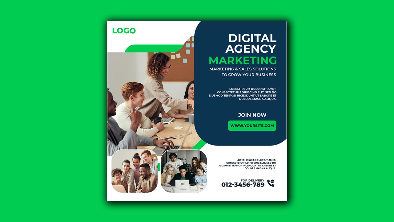 Digital marketing agency social media template design – PSD File Free Download