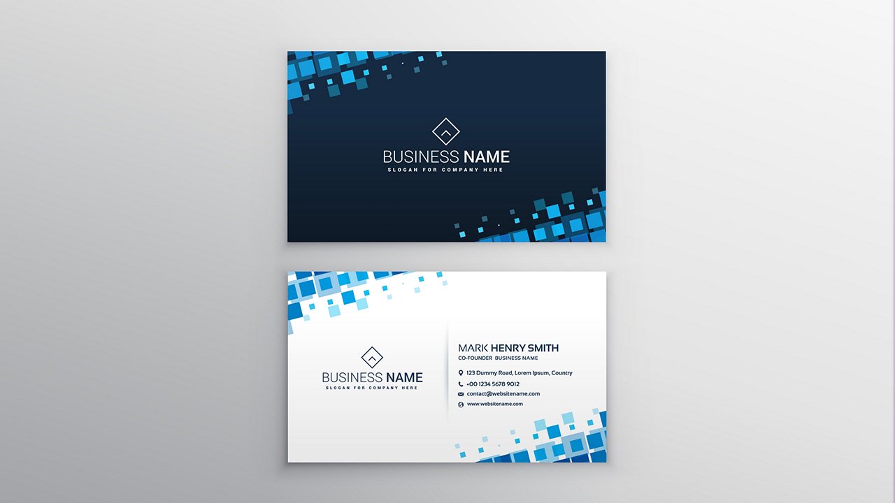 Business card with blue squares - AI Free Download