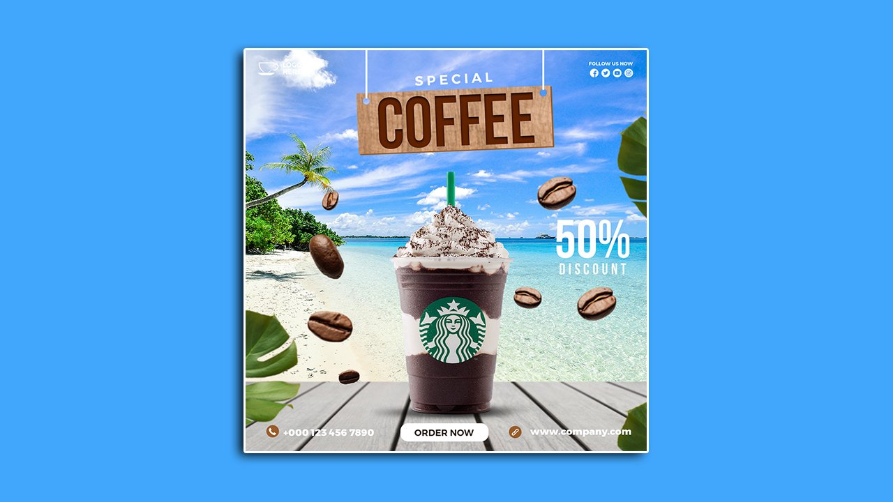 Special coffee social media design – PSD File Free Download