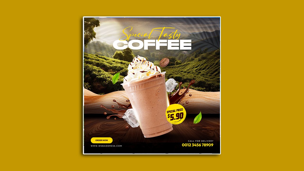 Coffee shop drink menu promotion template design – PSD File Free Download