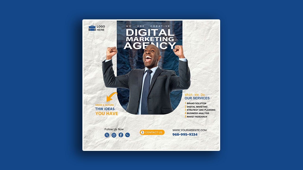 Digital Marketing poster template – PSD File Free Download