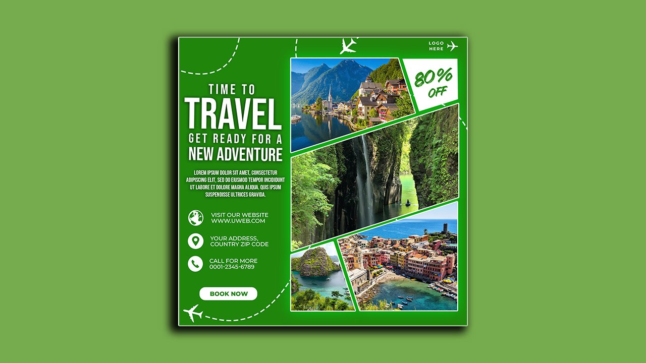 Travel agency post template – PSD File Free Download