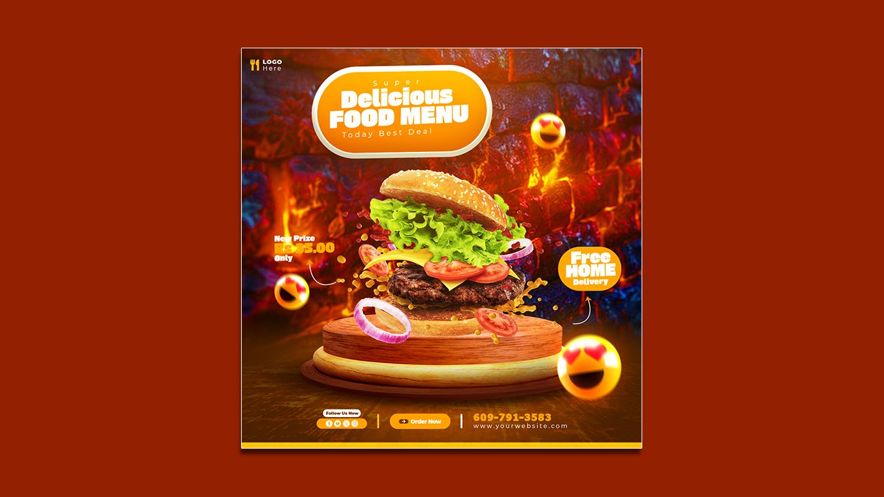Food menu restaurant social media template – PSD File Free Download