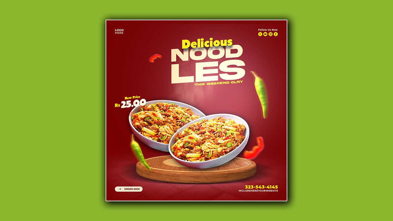 Food menu restaurant social media poster template – PSD File Free Download
