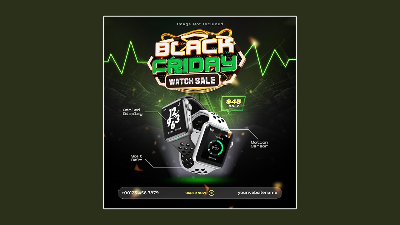 Black Friday discount sale social media post design template – PSD Free Download