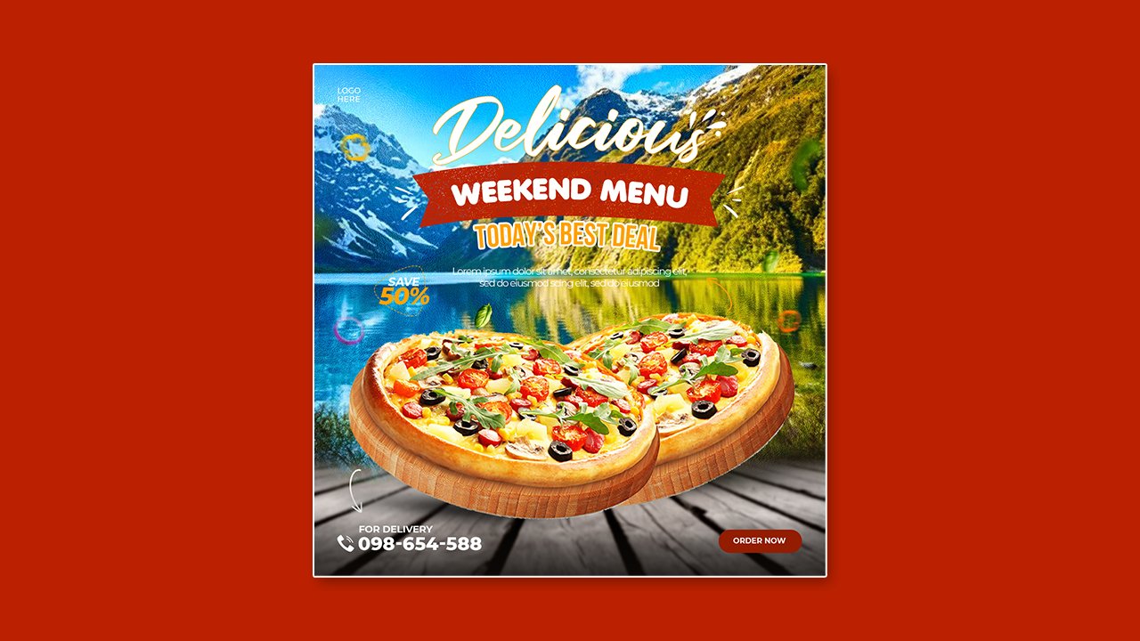 Food social media promotion design template – PSD File Free Download