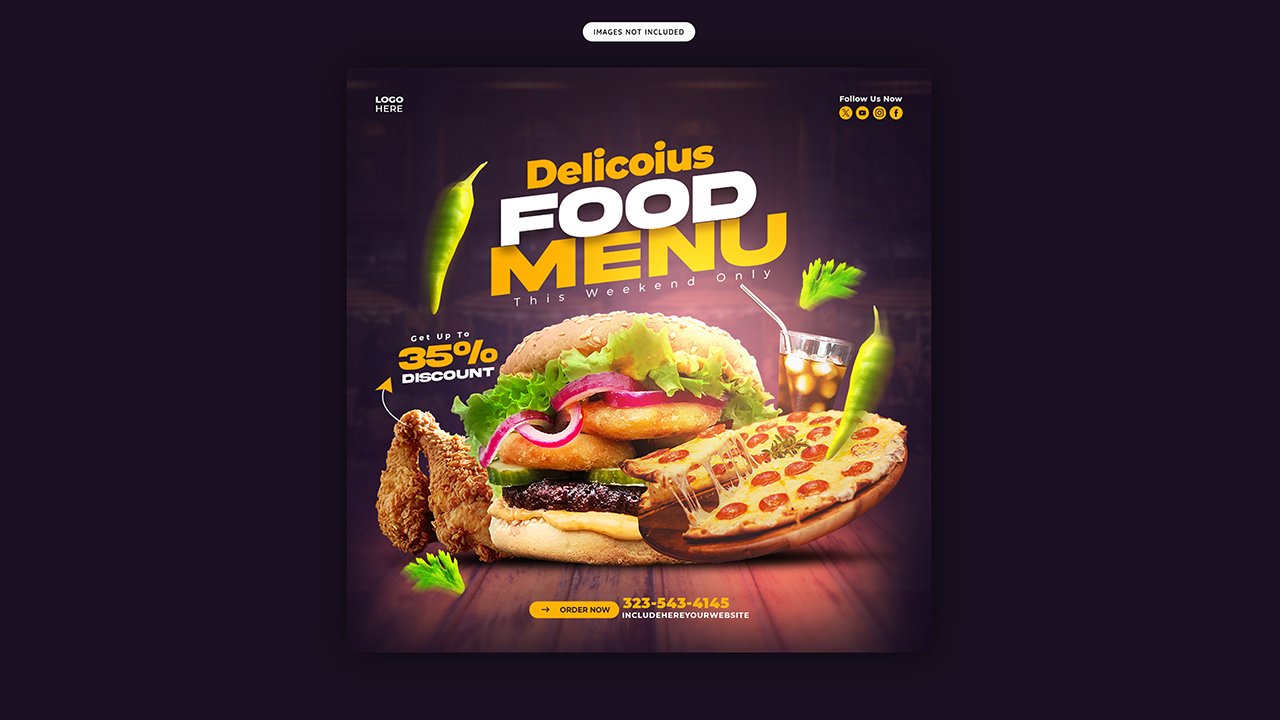 Food menu restaurant post template – PSD Free Download