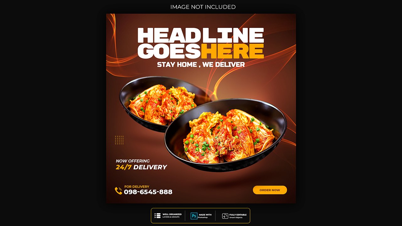 Food social media promotion post design template – PSD Free Download