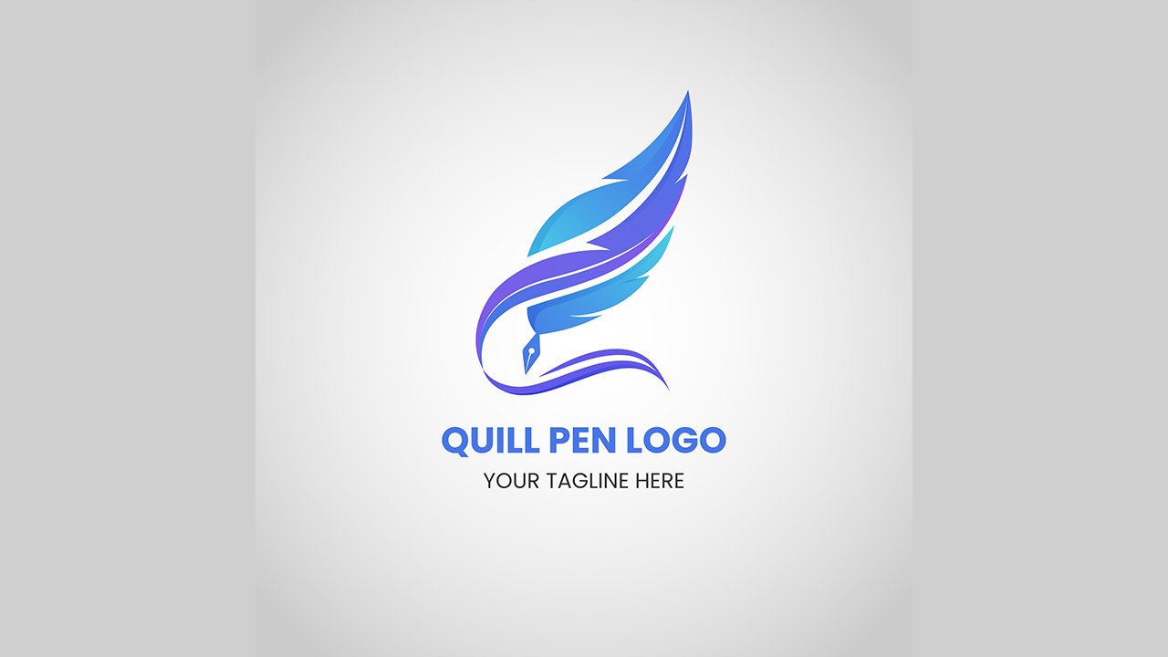 Gradient quill pen logo design template - AI Free Download