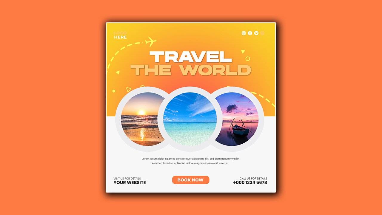 Travel tour social media poster template – PSD File Free Download