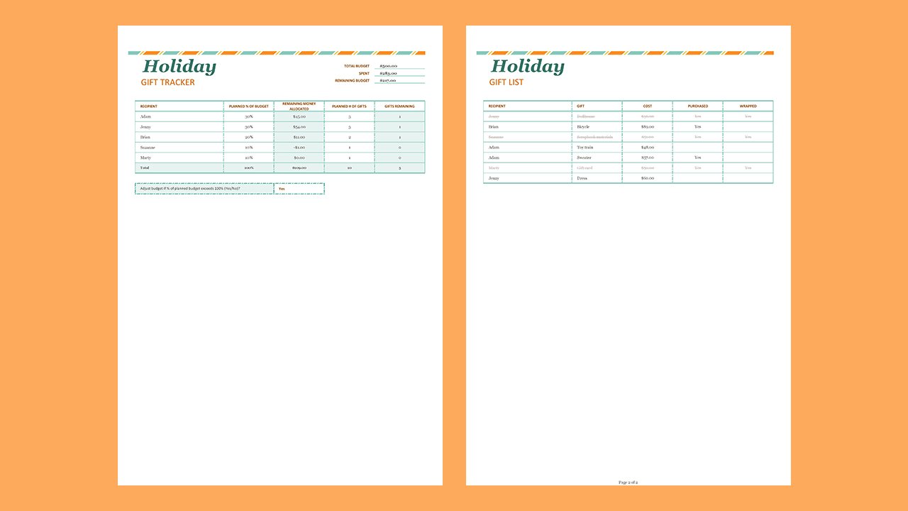 Holiday gift list - Excel Templates Free Download