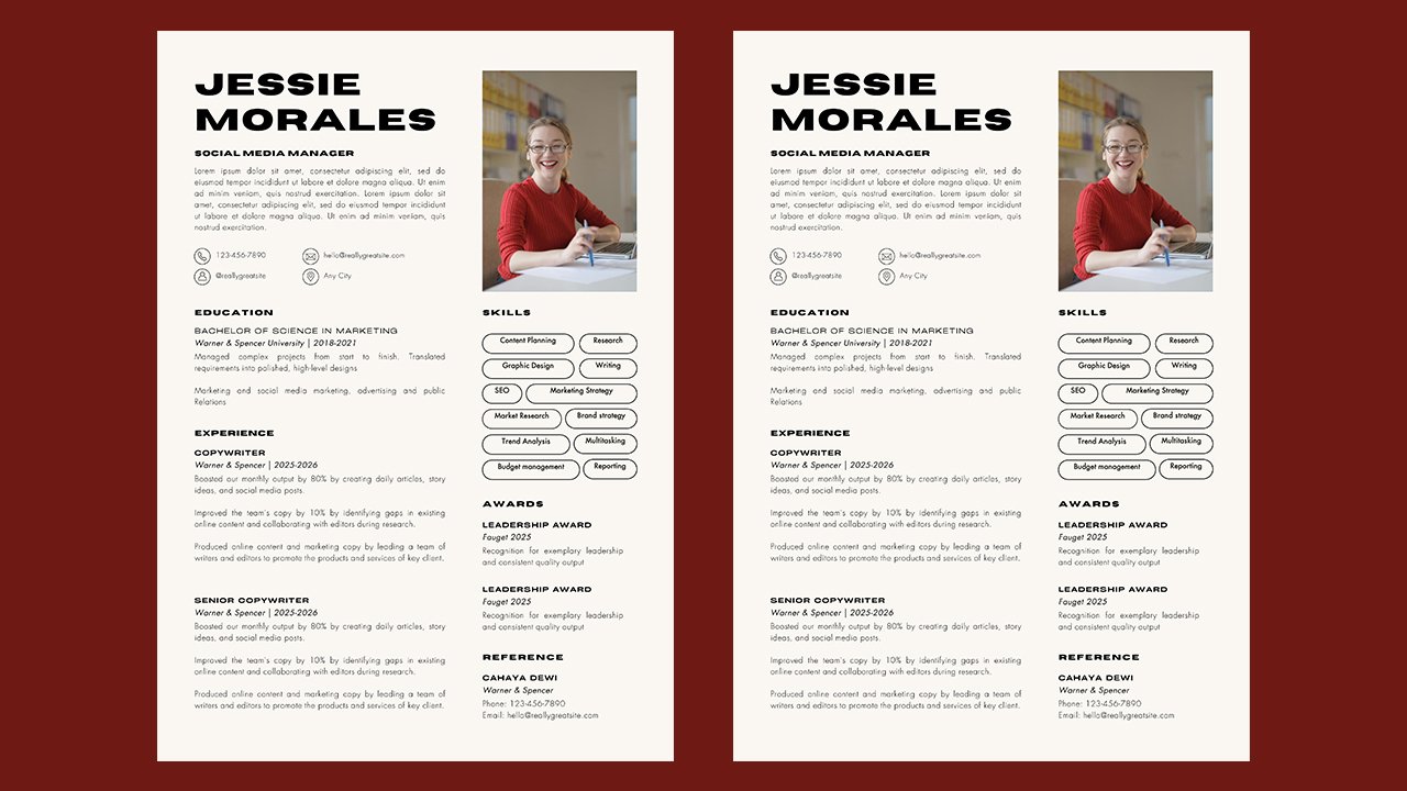 Black and Ivory Modern Simple Manager Resume – CV Templates Free Download