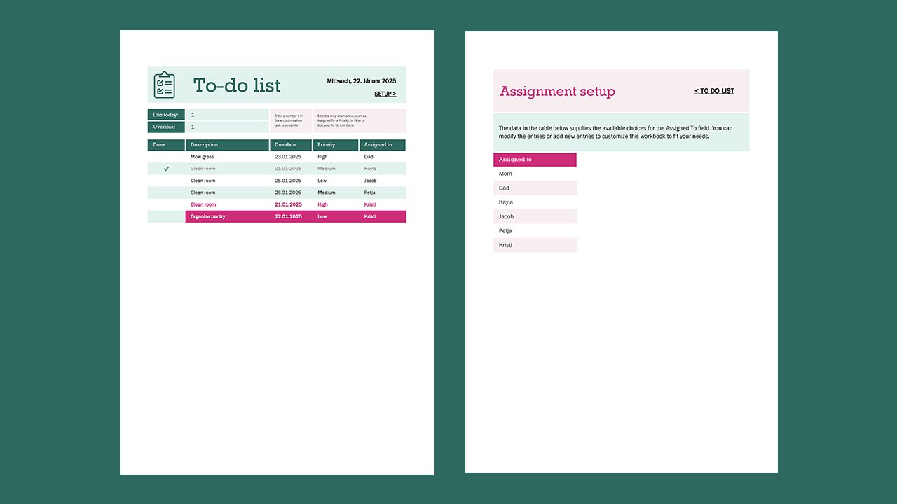 Household to-do list - Excel Templates Free Download