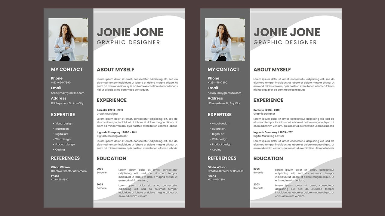 Grey White Modern Graphic Designer Resume - CV Templates Free Download
