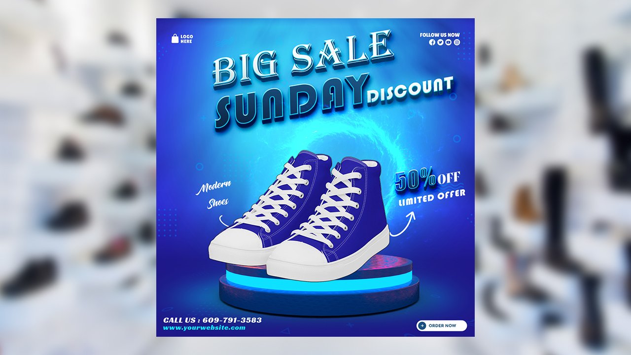 Shoes Super Sale Social Media Banner Template – PSD File Free Download