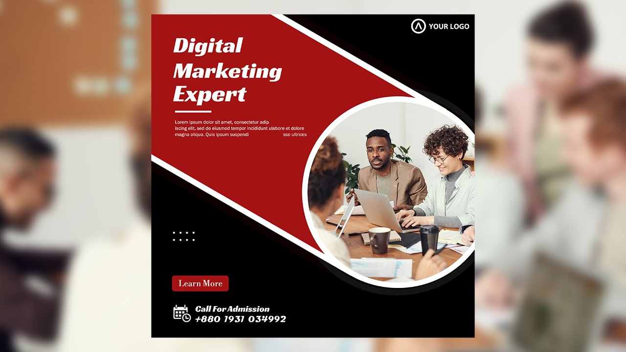 Digital Business Marketing Social Media Post Banner & Square Flyer – PSD File Free Download